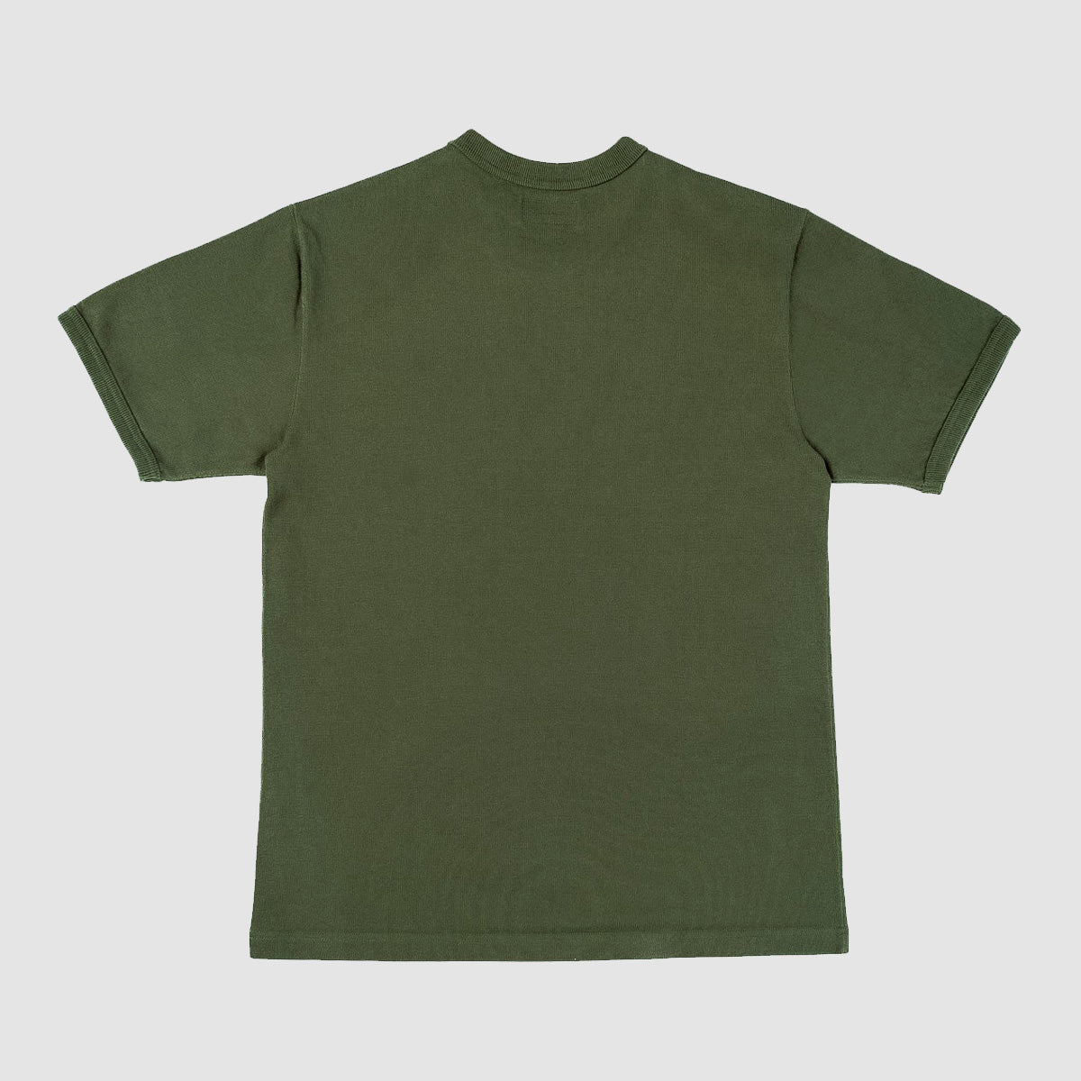 11oz Cotton Knit Crew Neck Short Sleeved T-Shirt - Olive