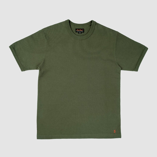 11oz Cotton Knit Crew Neck Short Sleeved T-Shirt - Olive