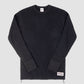 Waffle Knit Long Sleeved Crew Neck Thermal Top - Black