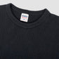 Waffle Knit Long Sleeved Crew Neck Thermal Top - Black