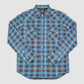Ultra Heavy Flannel Blanket Check Western Shirt - Sax Blue